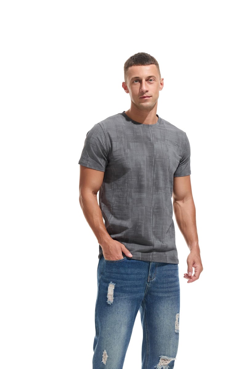 KLIEGOU Men's Light Weight T-Shirts - Elastic Cotton Crew Neck Tees 2566 Dark Grey M - Image 3