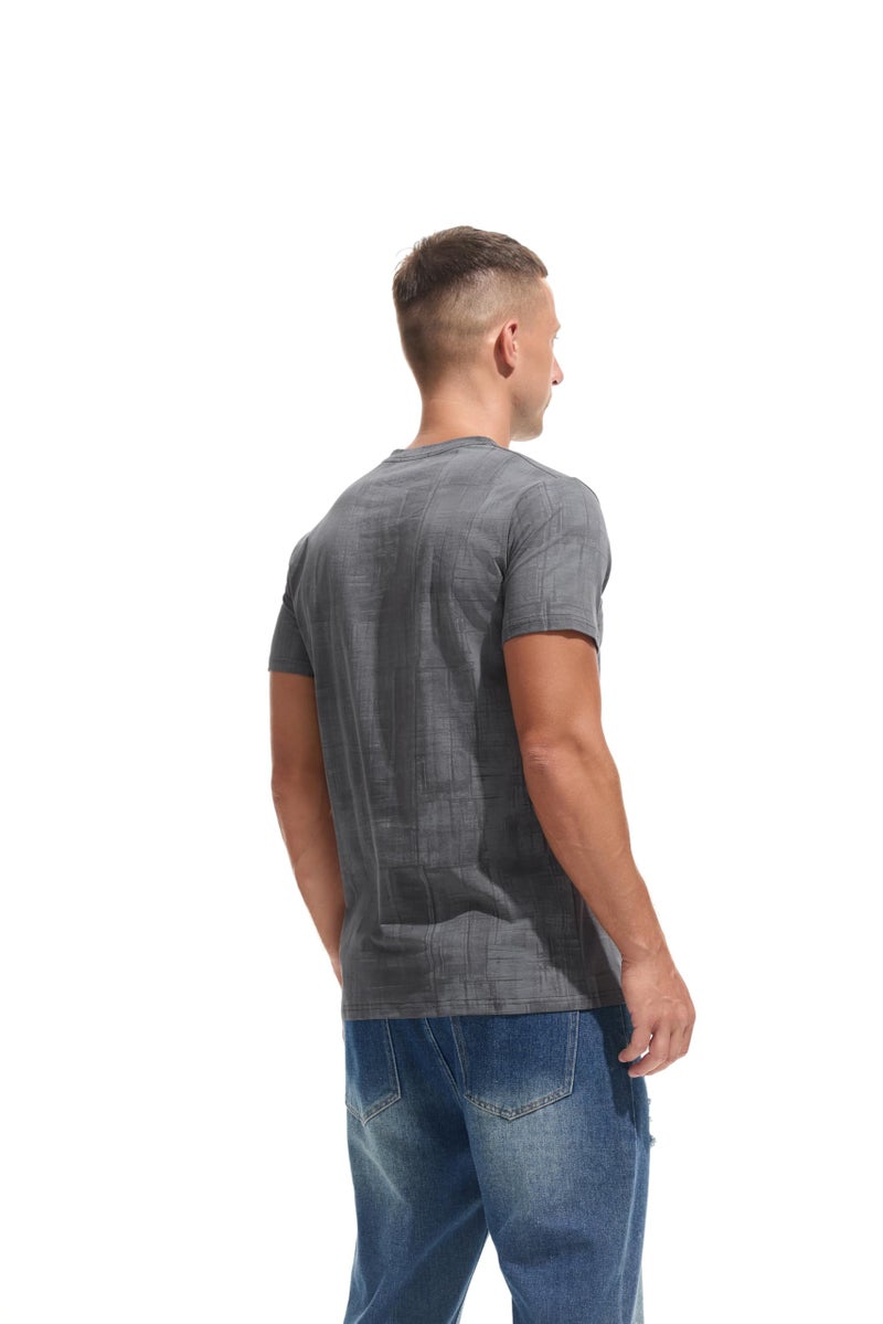KLIEGOU Men's Light Weight T-Shirts - Elastic Cotton Crew Neck Tees 2566 Dark Grey M - Image 2