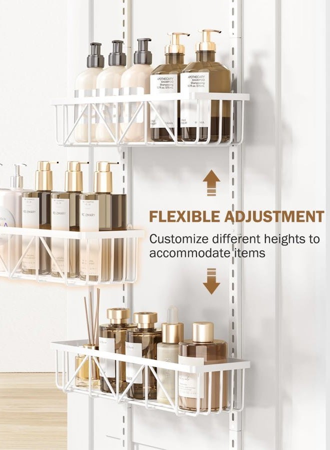 Delamu Narrow 9-Tier Over the Door Pantry Organizer, Adjustable Pantry Organizers and Storage, Metal Hanging Spice Rack Organizer, Cabinet Door Organizer for Kitchen Bathroom Laundry Room, 12.5" White - Image 3