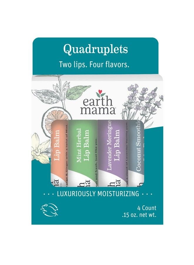 Earth Mama Lip Balm Quadruplets 4Pack : No Petroleum Artificial Colors Or Flavors  - Image 2