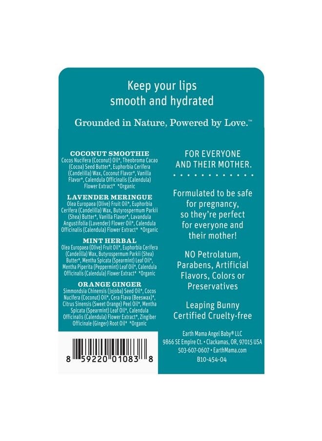 Earth Mama Lip Balm Quadruplets 4Pack : No Petroleum Artificial Colors Or Flavors  - Image 3