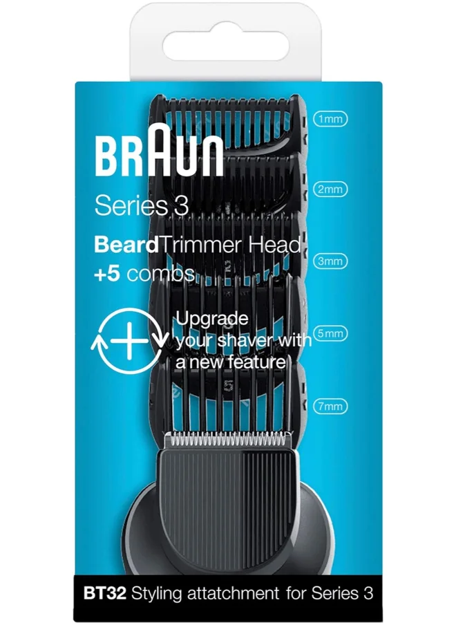 BRAUN Series 3, Beard Trimmer Head And 5 Combs. For Series 3 (3040, 3030, 3020, 3010, 310, 300) – Bt 32