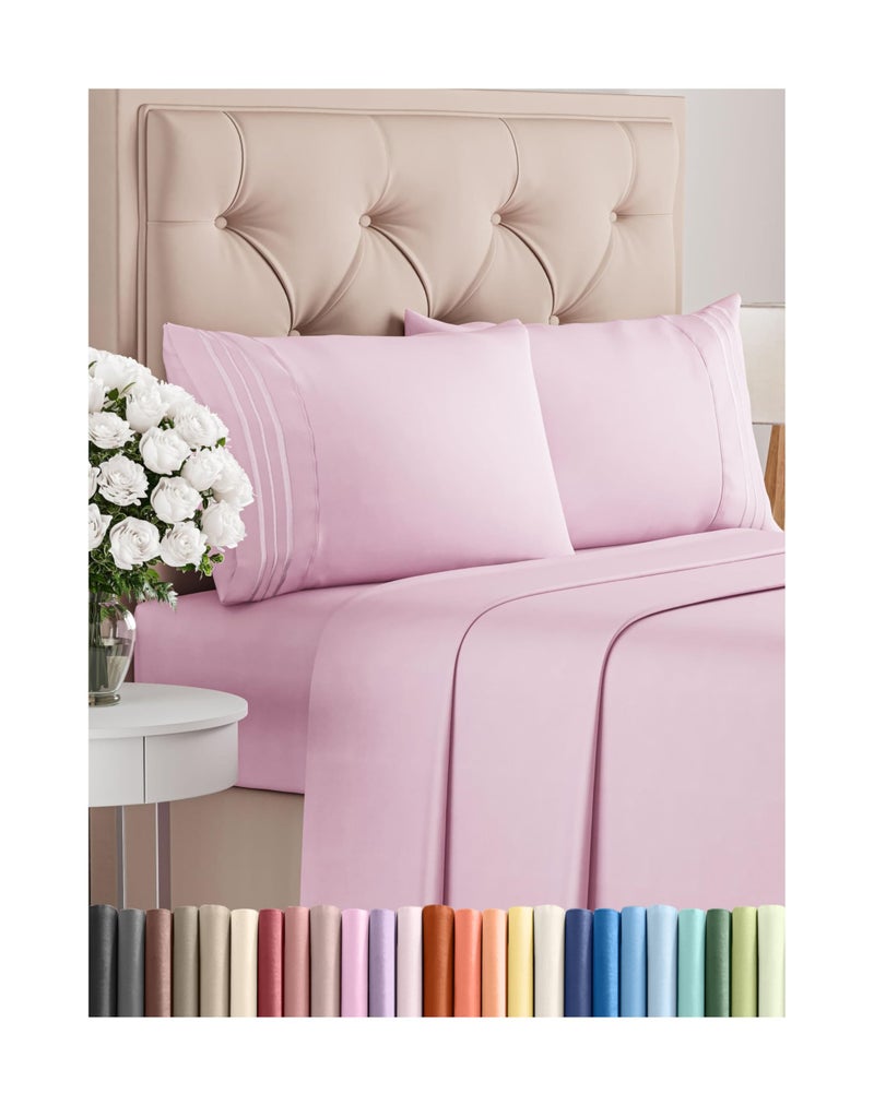 CGK Unlimited Cal King Size 4 Piece Sheet Set  Comfy Breathable  Cooling Bed Sheets Set  Hotel Luxury Bedding for Women Men Kids Teens Boys  Girls  Deep Pockets Soft Wrinkle Free  OekoTex  Light Pink