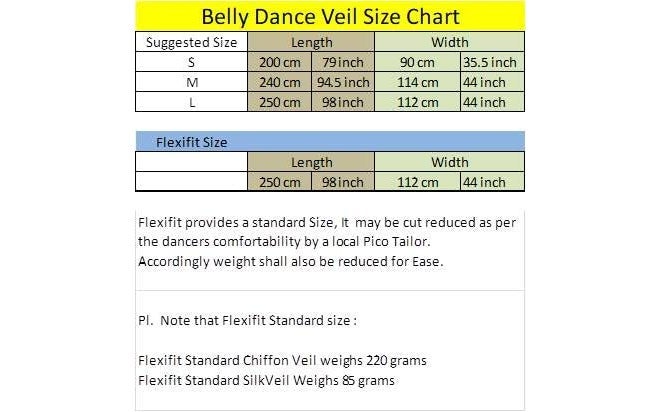 FlexiFit Belly Dance Chiffon Veil, Size: 2.5m x 1.1m (98inch X 44 inch) ; 220 grams - Image 2