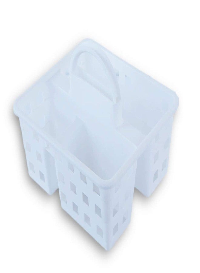 Plastic Caddies with Handle Shower Caddy Basket Cleaning Utility Carry Caddy for Classroom Organization Desk Table Organizer,Teacher and Art Supplies Set of 3 Toy Storage Tote (White)
