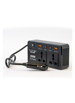 تكنال محول كهرباء سيارة 200 واط من TiKNAL بمنفذين AC و4 منافذ USB/PD - لشحن الأجهزة اللابتوب والكمبيوتر وتشغيل الأدوات أثناء السفر  - Image 1