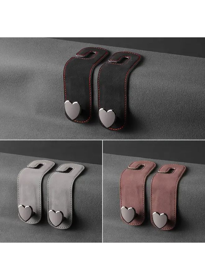Black Car Hooks 2 Pack Faux Leather Seat Back Organizer Headrest Hanging Bag - Image 4