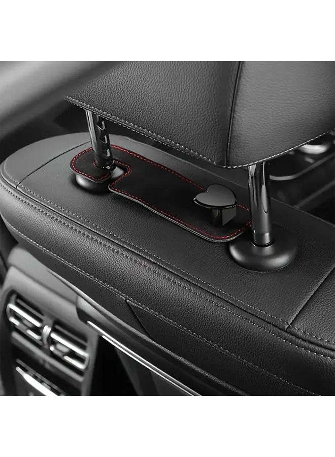 Black Car Hooks 2 Pack Faux Leather Seat Back Organizer Headrest Hanging Bag - Image 3