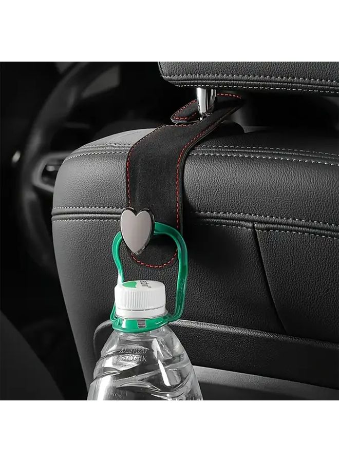 Black Car Hooks 2 Pack Faux Leather Seat Back Organizer Headrest Hanging Bag - Image 5