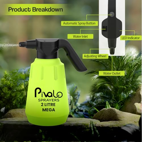 PIVALO 2L Electric Spray Bottle Automatic Power Water Sprayer Portable Rechargeable Lawn Mister with Adjustable Nozzle Handheld Watering Can for Indoor Outdoor Plants Gardening (Random, Pack of 1) - Image 5