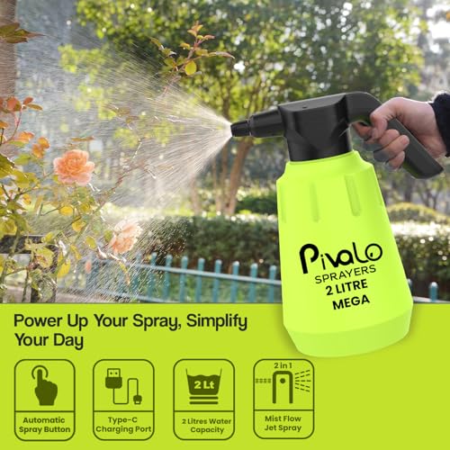 PIVALO 2L Electric Spray Bottle Automatic Power Water Sprayer Portable Rechargeable Lawn Mister with Adjustable Nozzle Handheld Watering Can for Indoor Outdoor Plants Gardening (Random, Pack of 1) - Image 4