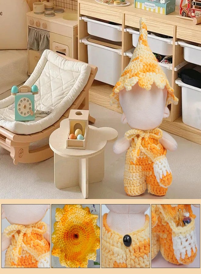Voccim 17cm Doll Clothes - Handmade Dreamy Elf Style Set, Premium Dolls Outfit with Accessories - Bright Yellow One-piece Trousers + Gradient Color Hat + Matching Bag (NO Doll) - Image 4