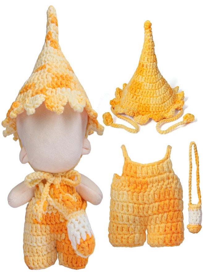 Voccim 17cm Doll Clothes - Handmade Dreamy Elf Style Set, Premium Dolls Outfit with Accessories - Bright Yellow One-piece Trousers + Gradient Color Hat + Matching Bag (NO Doll) - Image 1