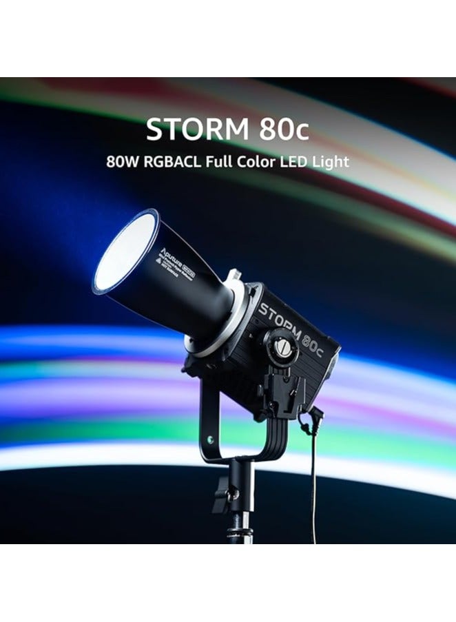 Aputure STORM 80c RGBACL 80W Full-Color LED Video Light – BLAIR-CG Chipset, 1,800-20,000K CCT with 90%+ Rec.2020 Coverage, CRI 97+ TLCI 98+, IP65 Weatherproof, V-Mount & Sidus Link App Control, Mini ProLock Bowens Mount - Image 2