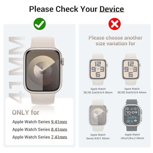 Tensea [3PCS for Apple Watch Screen Protector Case 41mm Series 9/8/7 Accessories, iWatch Protective Face Cover for Women Men, Tempered Glass Film Hard Bumper for iPhone Watch 41 mm - Image 2