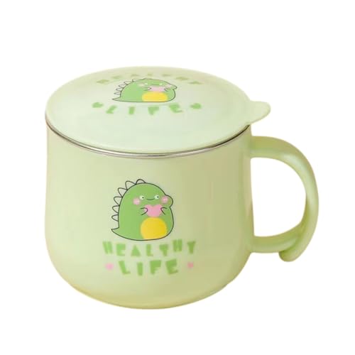 FunBlast Milk Mug for Kids 280 ML – Cartoon Design BPA Free Mug with Lid, Stainless Steel 304 Cup, Mug for Kids & Toddlers, Double Wall Vacuum Insulated Cup (Green) - Image 1