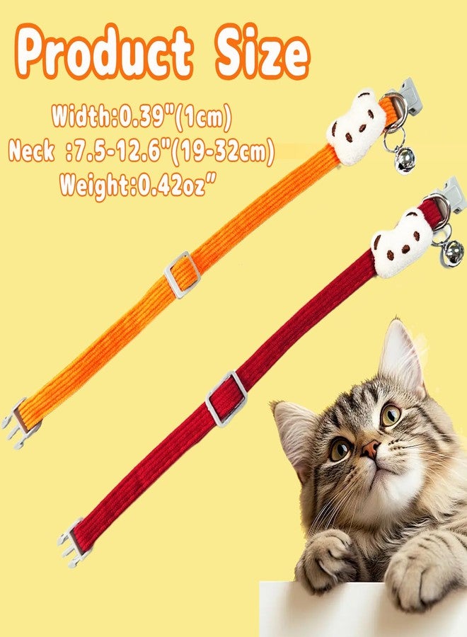 Dancepanda Cat Collar Breakaway,Cat Collars for Girl Cats,Kitten Collar with Bell(2PCS,Red and Ogrange) - Image 2