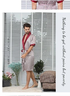 Loquat Printed Silk Robe Red  - Image 2