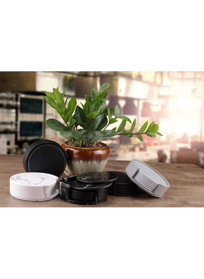 Hoopoton 6 Pieces Grey Coasters, Coasters for Drinks with a Holder Cup Mat Pad Protect Furniture from Coffee or Tea Marks(Grey, Round) - Image 5