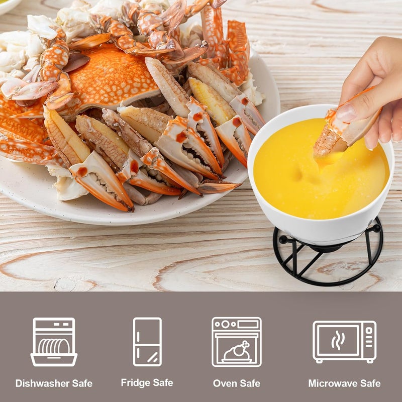 Luvan 420ml Large Butter Warmer, 4 Pieces Butter Warmers for Seafood Cheese,with 20 Pieces Tealight Candles Set for Melting Butter Chocolate Birthday Anniversary Christmas-White - Image 5