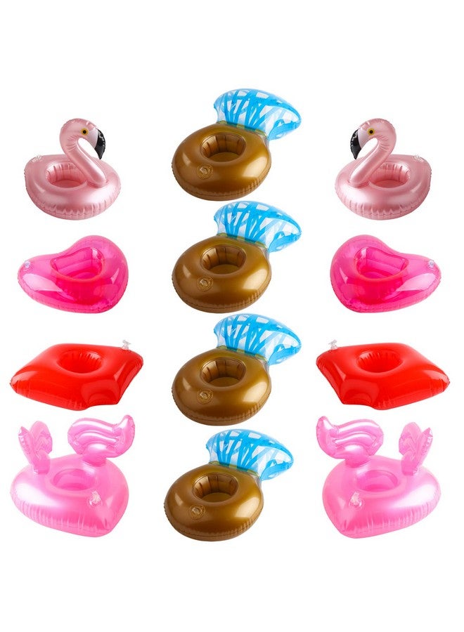 GROBRO7 Grobro7 12Pack Inflatable Pool Drink Holder Floating Coasters Multi Shape Swimming Cup Holder Water Floats Kids Bath Toys Great for Wedding, Bachelorette Pool Party - Image 1