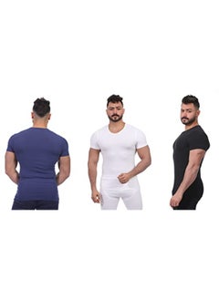 Dice Pack of 3 DM180 T-shirt Lycra half sleeve Roqaya Crowe Pack 3 Navy-black-white