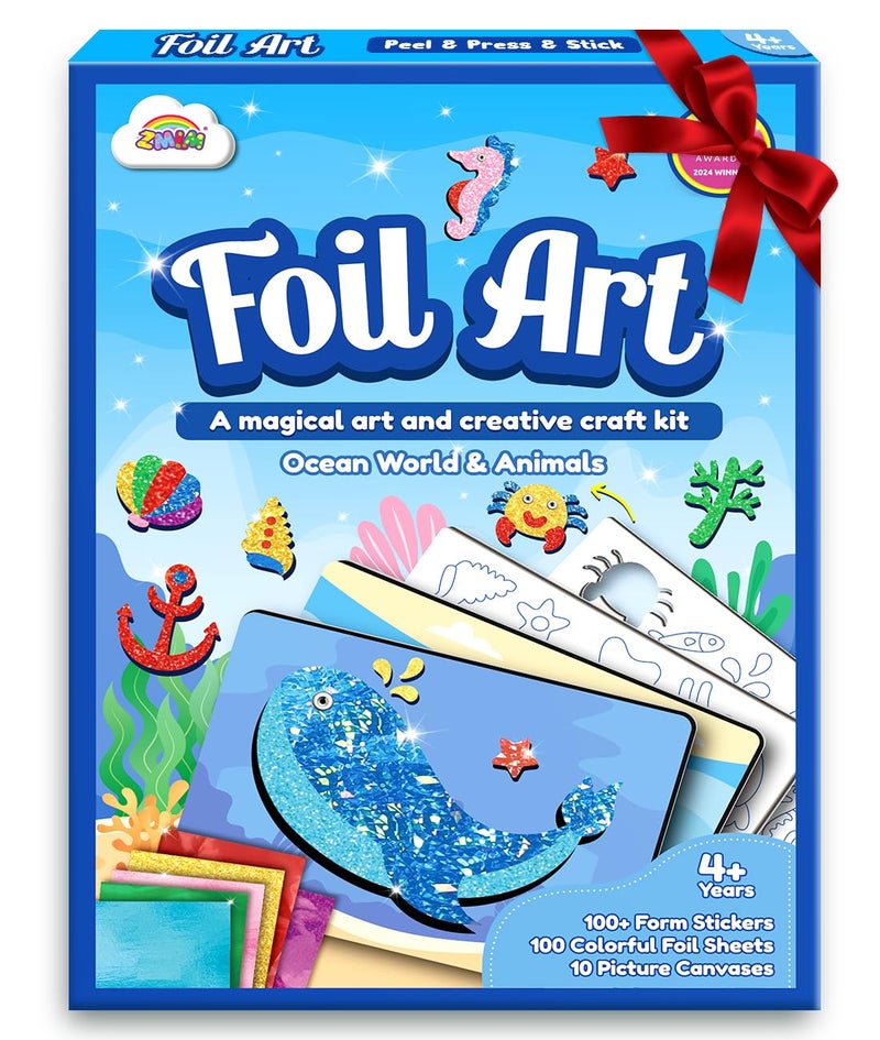 ZMLM Foil Art Kit for Kids Easter Crafts for Kids 48 812 Gifts Fun Mess Free Activity Easter Basket Stuffers Girls Boys Arts and Crafts Games Toys Ocean - Image 2