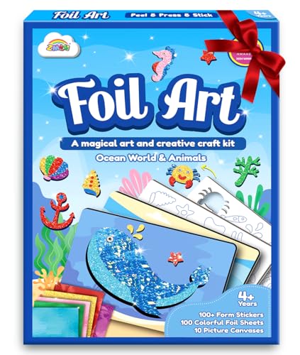 ZMLM Foil Art Kit for Kids Easter Crafts for Kids 48 812 Gifts Fun Mess Free Activity Easter Basket Stuffers Girls Boys Arts and Crafts Games Toys Ocean - Image 1