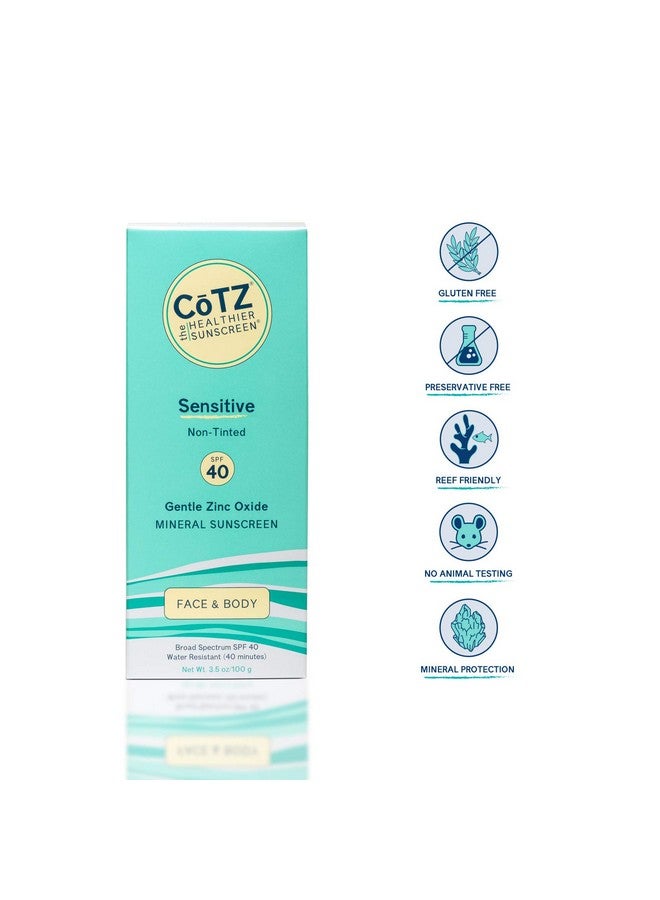 COTZ Sensitive Non-Tinted Zinc Oxide Mineral Sunscreen for Body and Face; Broad Spectrum SPF 40; 3.5 oz / 100 g - Image 2