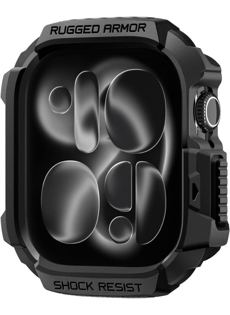 Spigen Rugged Armor 2 Apple Watch Series 11/10 (46mm) Case Cover Durable Protective TPU Flexible Shock Proof Mil Grade Bumper - Matte Black - Image 1