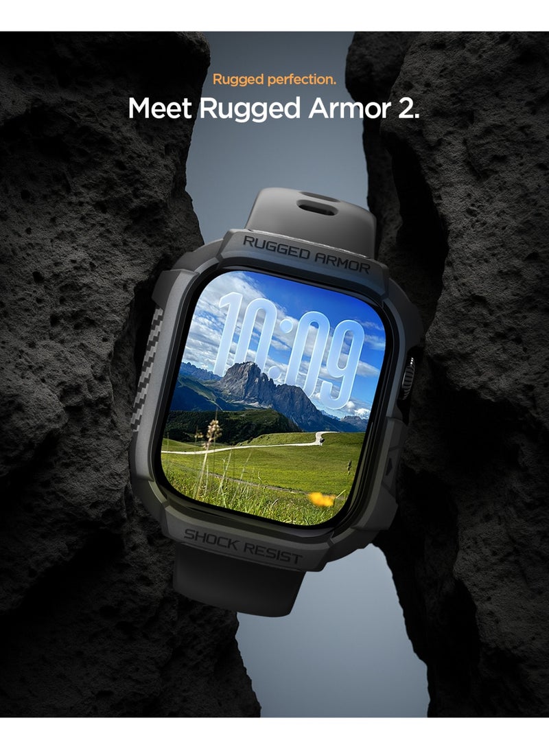 Spigen Rugged Armor 2 Apple Watch Series 11/10 (46mm) Case Cover Durable Protective TPU Flexible Shock Proof Mil Grade Bumper - Matte Black - Image 3