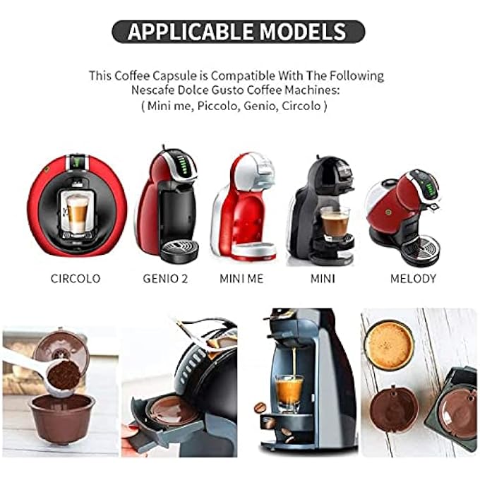 كاست ويف كبسولات قهوة قابلة لإعادة التعبئة، 6 قطع ملونة قابلة لإعادة التعبئة، متوافقة مع أكواب الفلتر، خالية من مادة BPA، كبسولات قهوة لـ Dolce Gusto مع ملعقة بلاستيكية واحدة وفرشاة تنظيف واحدة - Image 5