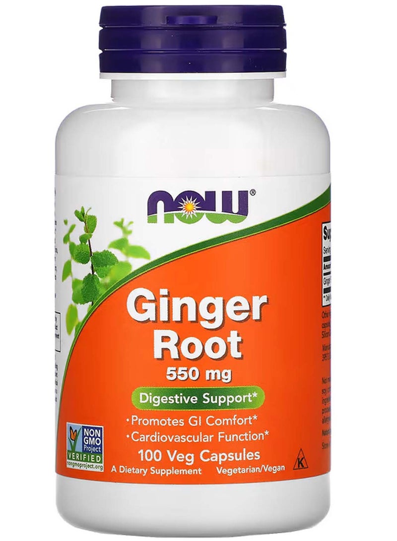 now Ginger Root, 550 mg, 100 Veg Capsules - Image 1
