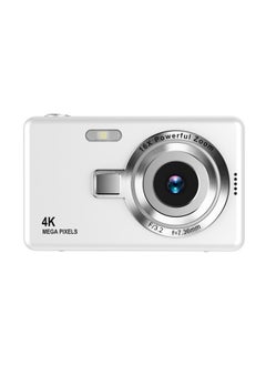 Ccd HD 4K Pixel Digital Camera Student Beginner Mini Card Machine Retro Fresh Photography-Color:White + 32g Memory Card + Adapter + Card Reader
