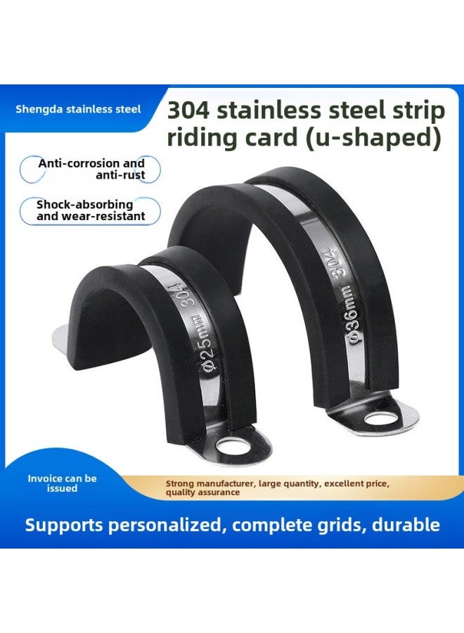 304 Stainless Steel Rubber Strip Clamp R-type Pipe Clamp U-type Fixed Cable Clamp Rubber Strip Throat Clamp Rubber Riding Horse Card-Specification Model:(u Type) Diameter 63mm - Image 4