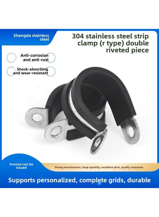304 Stainless Steel Rubber Strip Clamp R-type Pipe Clamp U-type Fixed Cable Clamp Rubber Strip Throat Clamp Rubber Riding Horse Card-Specification Model:(u Type) Diameter 63mm - Image 3