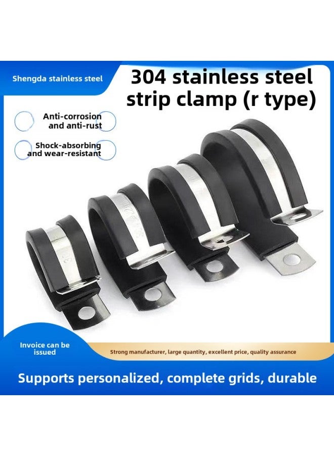 304 Stainless Steel Rubber Strip Clamp R-type Pipe Clamp U-type Fixed Cable Clamp Rubber Strip Throat Clamp Rubber Riding Horse Card-Specification Model:(u Type) Diameter 63mm - Image 2