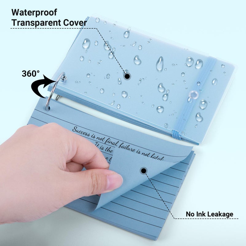 HAUTOCO Colored Index Cards 3x5 Inch 200 PCS Flash Cards with Ring Ruled Notecards with Waterproof Covers Flashcards for Studying School College Office, 4 Colors - Image 4