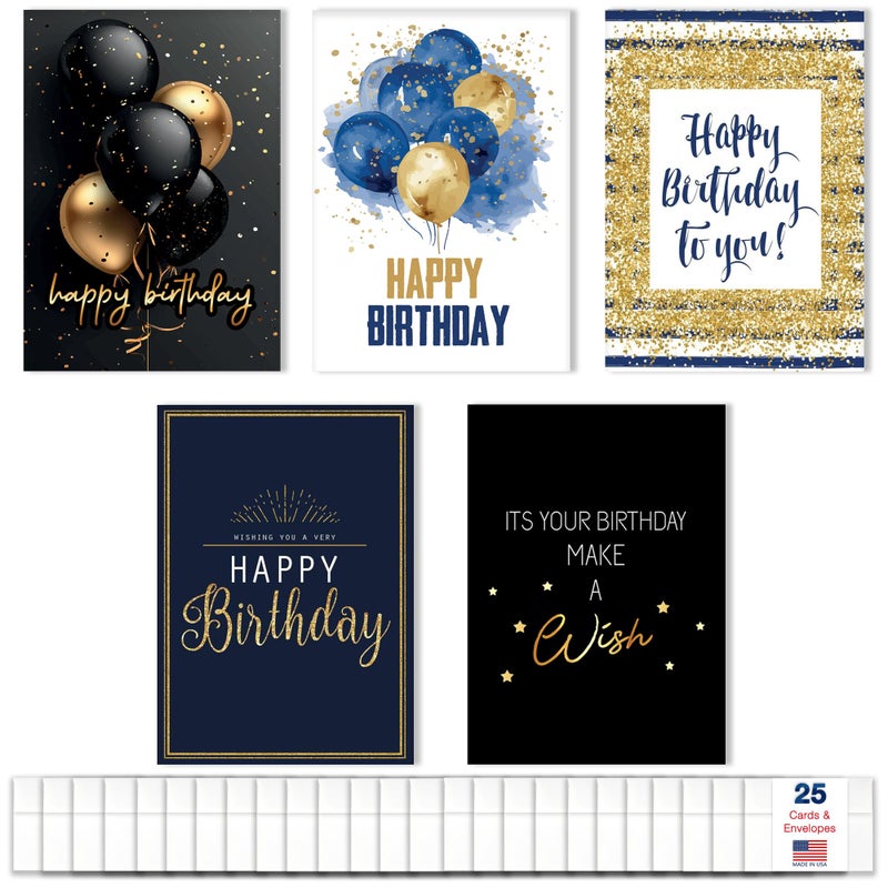 CEO Cards Happy Birthday Cards with Envelopes (25 Assortment Pack â€“ 5 Designs) Bulk Birthday Card Set for Family & Business (5x7 inch â€“ A7) Office, Work, Coworkers, Employees, Clients (VP2411) Made in USA - Image 1
