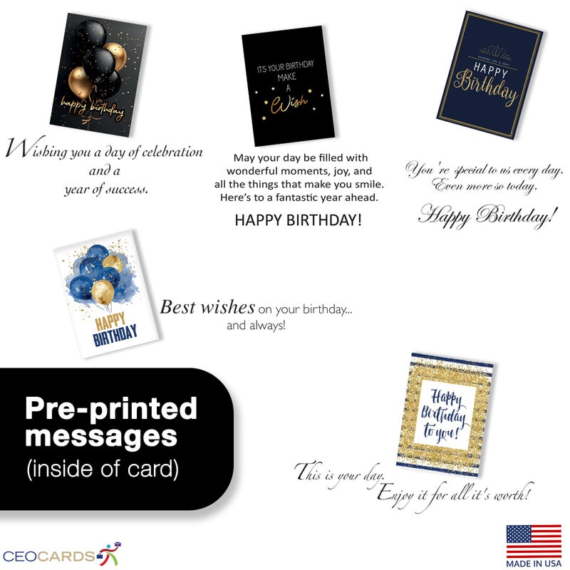 CEO Cards Happy Birthday Cards with Envelopes (25 Assortment Pack â€“ 5 Designs) Bulk Birthday Card Set for Family & Business (5x7 inch â€“ A7) Office, Work, Coworkers, Employees, Clients (VP2411) Made in USA - Image 5