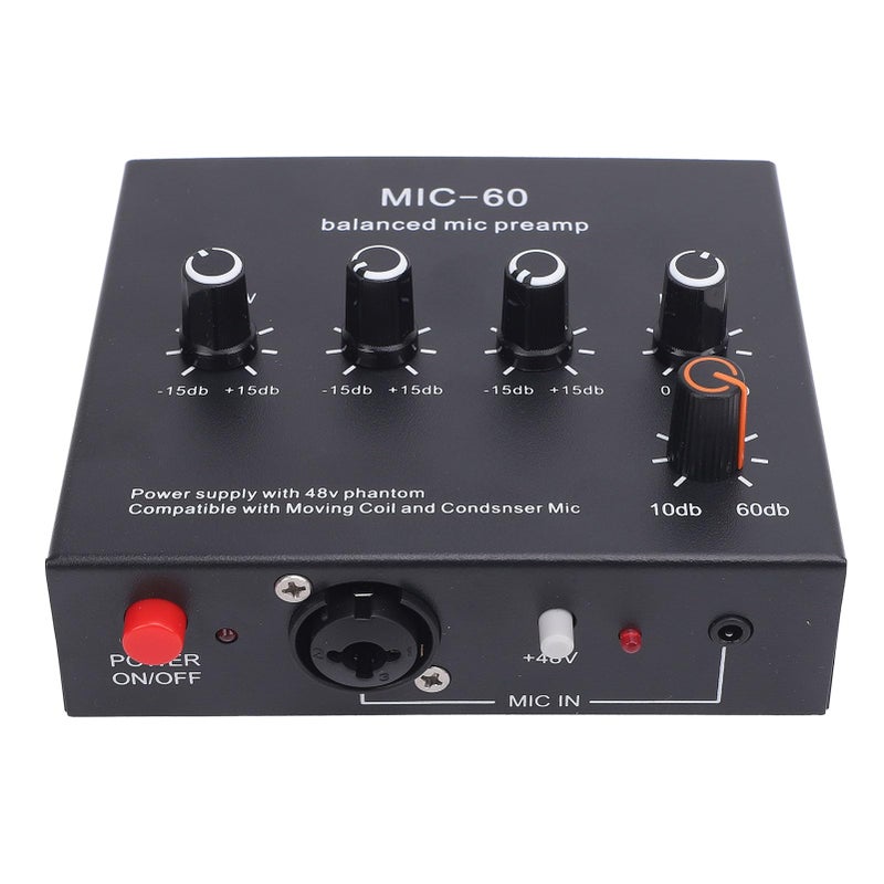 48V Professional Microphone Preamplifier Enhancer for Condenser and Dynamic Mics Studio Recording Live Broadcast - Image 3