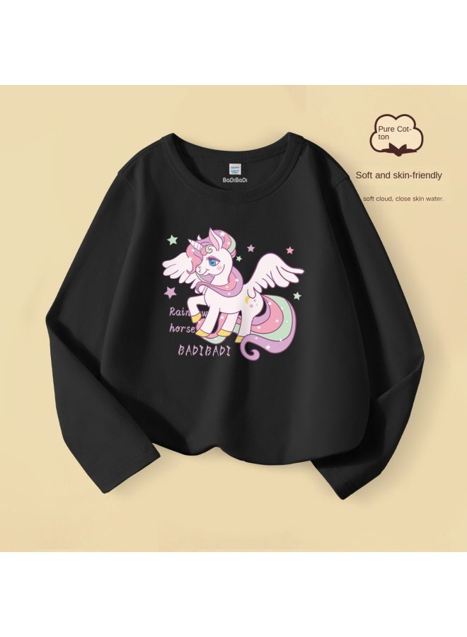Badibadi Children's Long Sleeve T-shirt, Autumn Style, Cotton Top, Girls' Layering Shirt, Comfortable Top - Image 2
