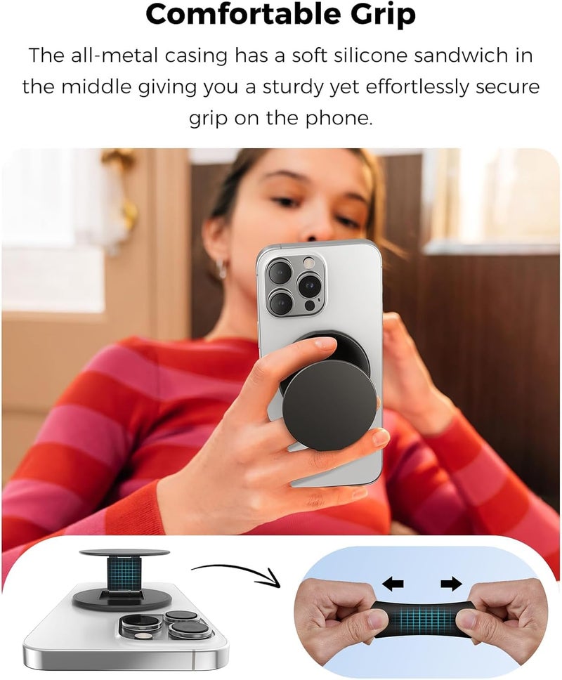 All-Metal Magnetic Phone Ring Holder for MagSafe, Magnetic Cell Phone Grip Stand Finger Ring Kickstand for MagSafe iPhone 16/15/14/13/12 Series - Image 3