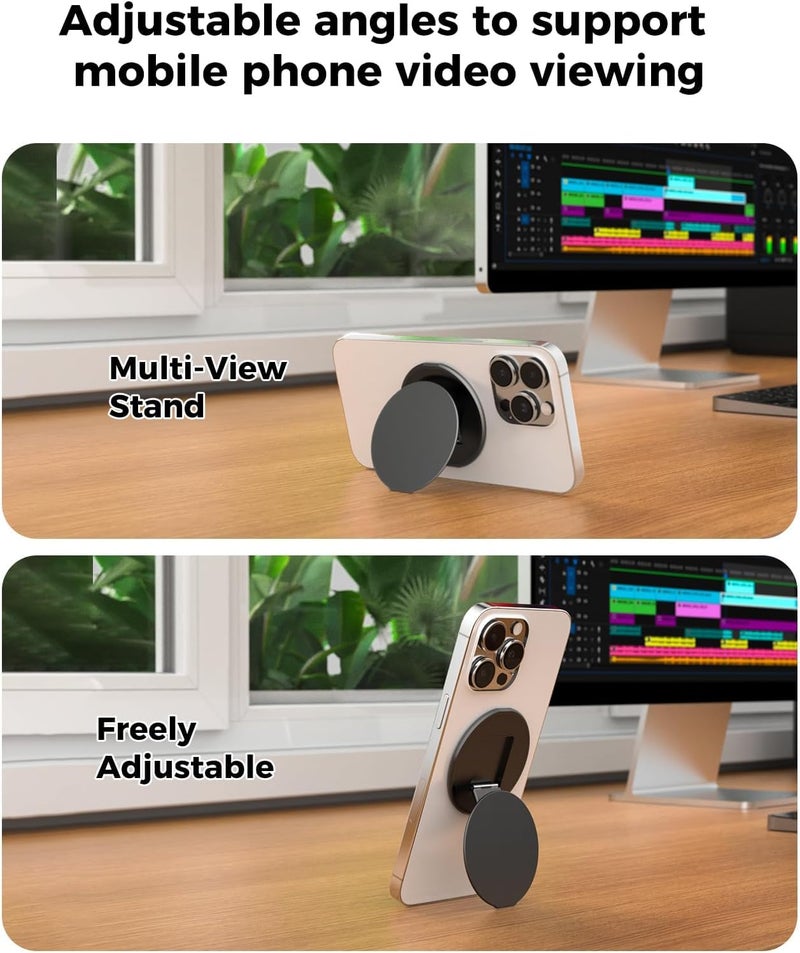 All-Metal Magnetic Phone Ring Holder for MagSafe, Magnetic Cell Phone Grip Stand Finger Ring Kickstand for MagSafe iPhone 16/15/14/13/12 Series - Image 4