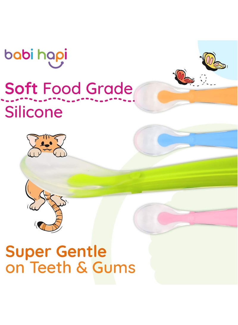 ملعقة تغذية الطفل مكونة من 4 قطع, مساعدة الطفل في المرحلة الأولى,  دليل الفطام المناسب لملعقة تدريب حديثي الولادة, خالية من BPA - Image 4