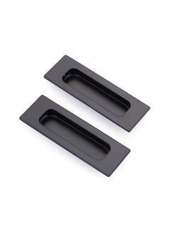 Y&D Recessed Finger Flush Pulls, 4.75" Black Stainless Steel Knob Handles with Screws, Invisible Handle for Kitchen Cupboard Wardrobe Dresser Barn Door Closet, 2 Pack  - Image 1