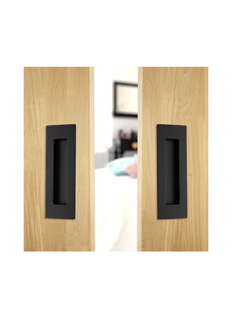 Y&D Recessed Finger Flush Pulls, 4.75" Black Stainless Steel Knob Handles with Screws, Invisible Handle for Kitchen Cupboard Wardrobe Dresser Barn Door Closet, 2 Pack  - Image 2
