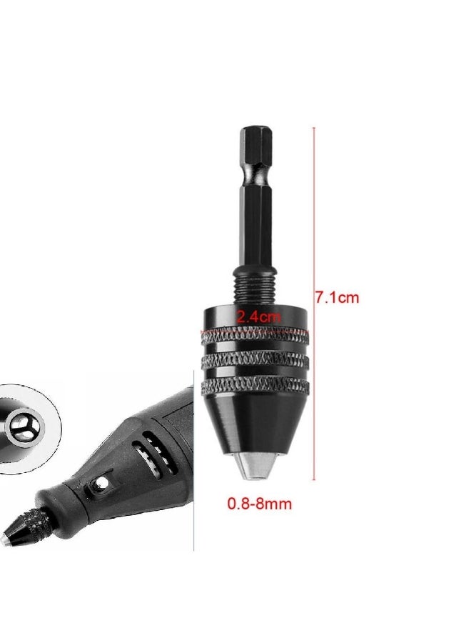 Mini Keyless Drill Chuck 0.3-8mm Self-Tighten Electric Drill Bits Collet Fixture Tools 1/4" Hex Shank Quick Change Converter  - Image 3