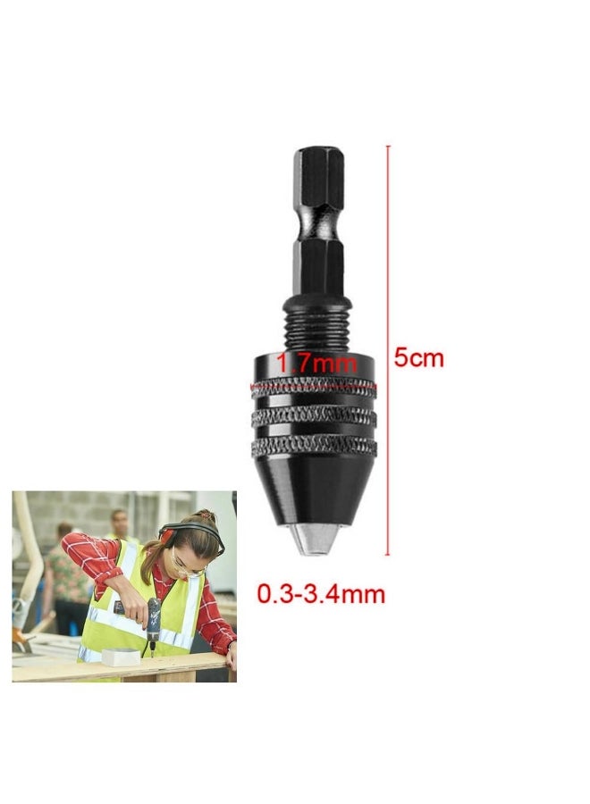 Mini Keyless Drill Chuck 0.3-8mm Self-Tighten Electric Drill Bits Collet Fixture Tools 1/4" Hex Shank Quick Change Converter  - Image 1