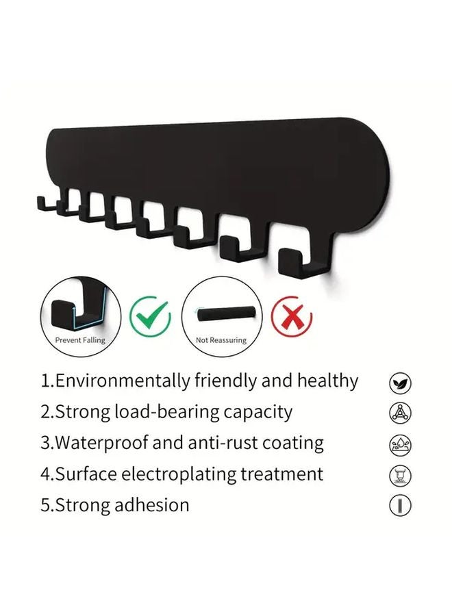 White No Drill Key Hanging Board 8 Hooks Self Adhesive Heavy Duty Key Rack - Image 5